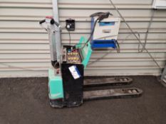 MITSUBISHI CP20N2 2000KG Electric Pallet Truck, Serial No: RTB03A-00611, YoM 2016 c/w Charger Please