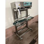 FRM 1100BL Continuous Bag Sealer, with approx. 80cm sealing bar and adjustable height conveyor below