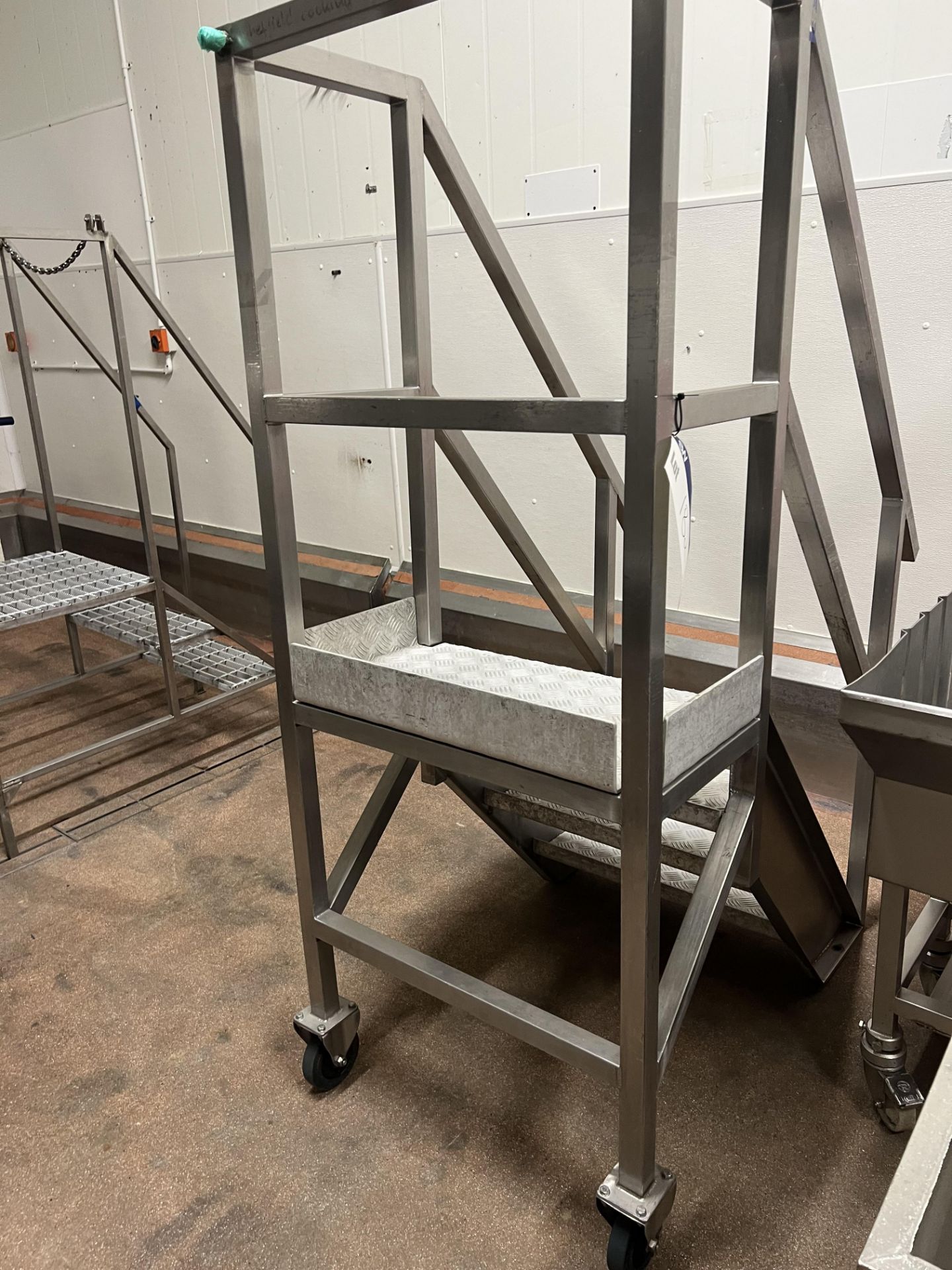 Four Rise Inspection Stand, with approx. 80cm high rails on three sides, 1.2m x 0.7m x 1.8m high