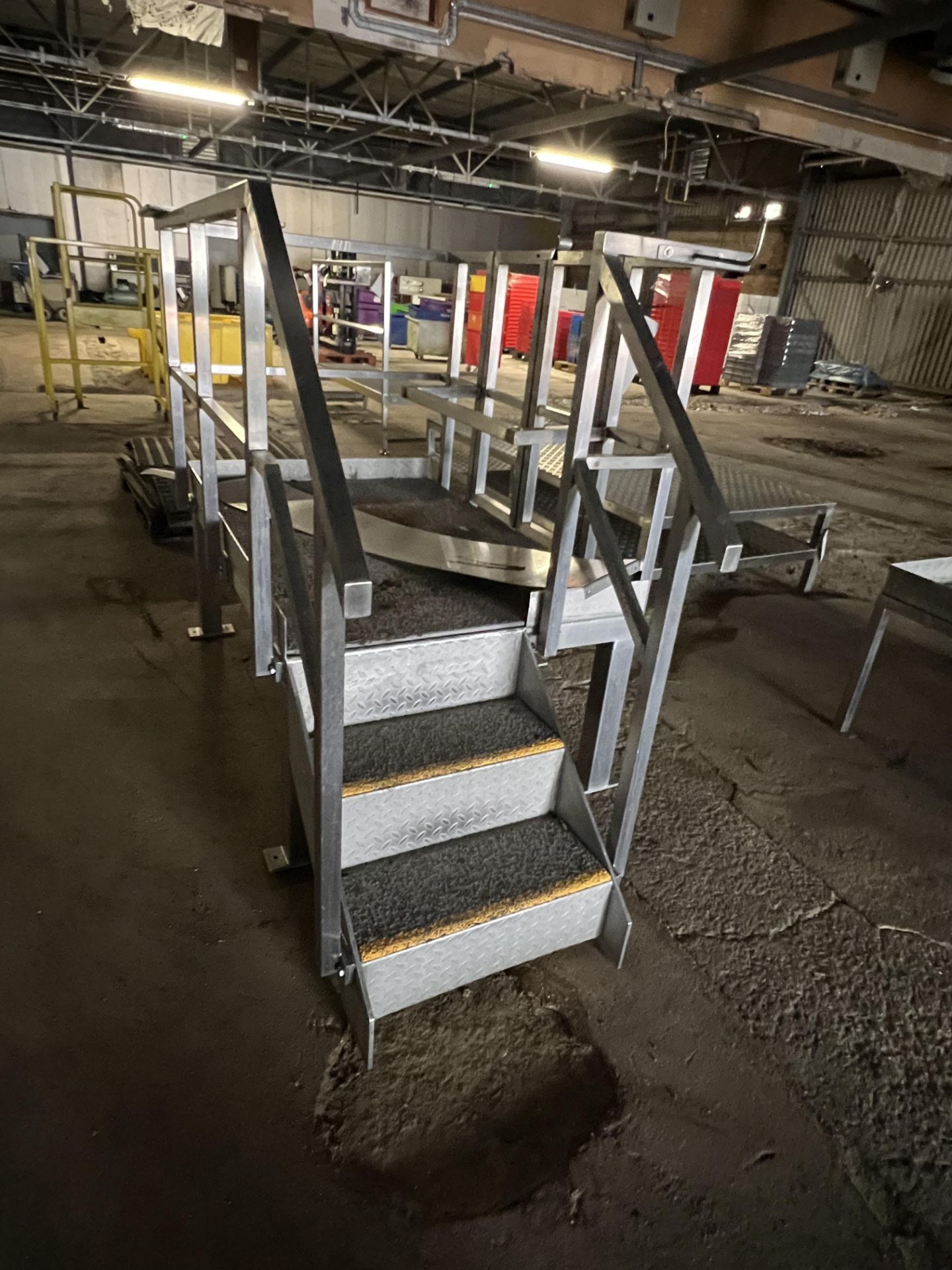 Three Rise Inspection Stand/ Gantry, with rails all around and gate on one side, approx. 2.2m x 1.1m - Image 2 of 4