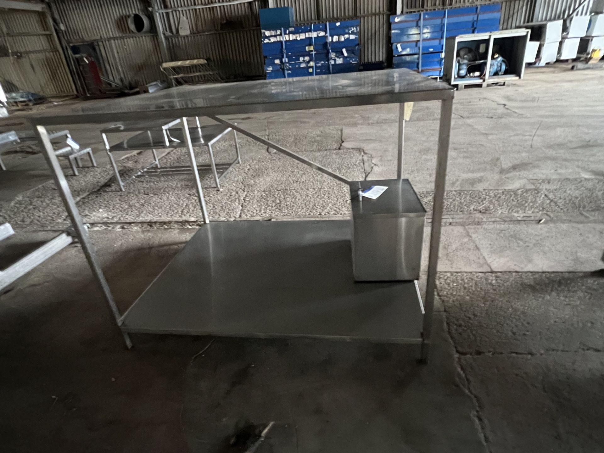 Stainless Steel Two Shelf Storage Stand, approx. 1.53m x 1.23m x 1.2m high Please read the following