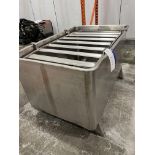 Stainless Tank, with bottom outlet, approx. 1.5m x 1m x 0.9m high, with slatted frame on top