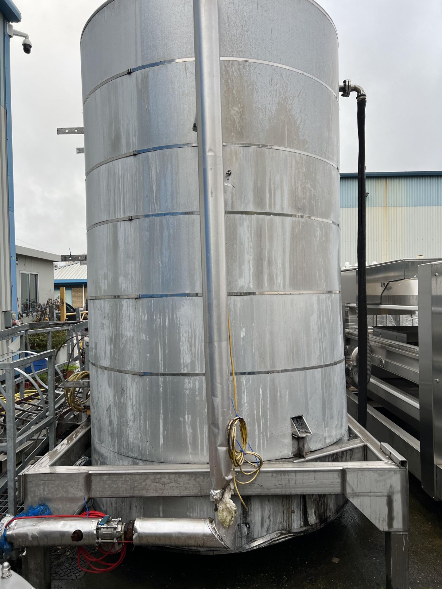 Two Stainless Steel Insulated Tanks, mounted on gantry (been used for storing cooking oil), code. - Image 2 of 4