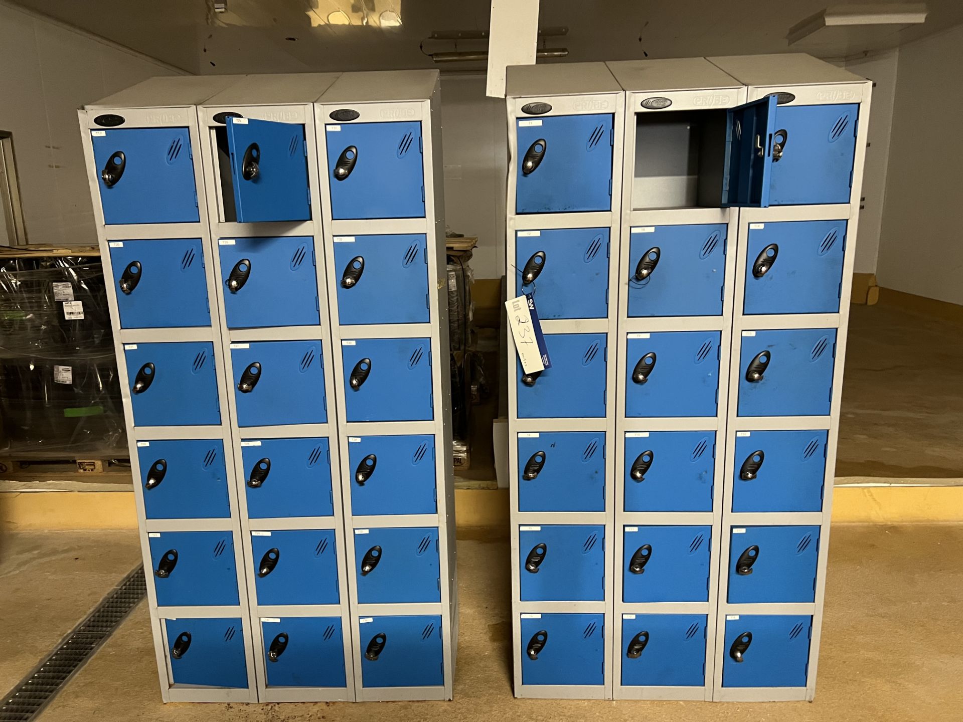 Probe Active Coat Two x 18 door Lockers, with sloping top (to be locked with padlocks), each