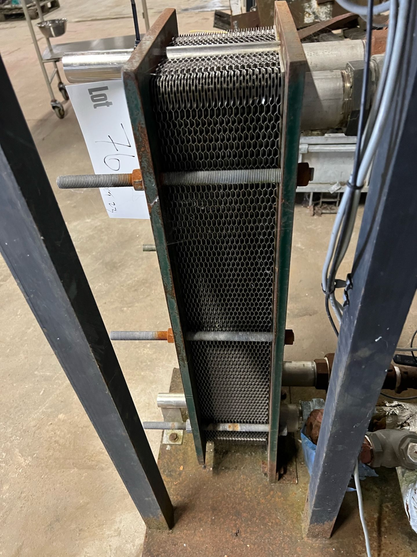 Ormandy Heat Exchanger, mounted on skid, with assorted valves and pump etc., approx. 1.5m x 0.6m x - Image 6 of 6
