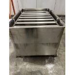 Stainless Tank, with bottom outlet, approx. 1.5m x 1m x 0.9m high, with slatted frame on top