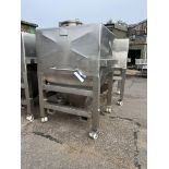 JPE IBC2 KL Fluted Stainless Steel Mobile Tank Lidded, with bottom outlet, approx. 1.5 x 1.4 x 2.