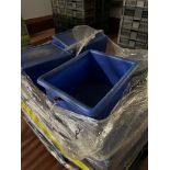 Pallet, containing 15 plastic bins/ trays, approx. 40cm x 30cm x 25cm deep Please read the following