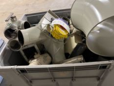 Bin, with assorted valves, bends, joints and chips etc. Please read the following important