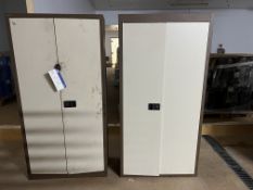 Two Bisley Two Door Cupboards, approx. 0.9m x 0.4m x 1.8m high Please read the following important