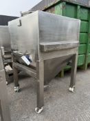 JPE IBC2 KL Fluted Stainless Steel Mobile Tank Lidded, with bottom outlet, approx. 1.5m x 1.4m x 2.