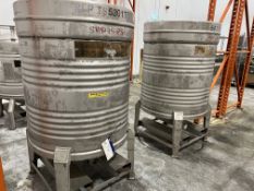 Two 800 litre IBC Drums/ Containers, approx. 1m dia. x 1.7m high Please read the following important