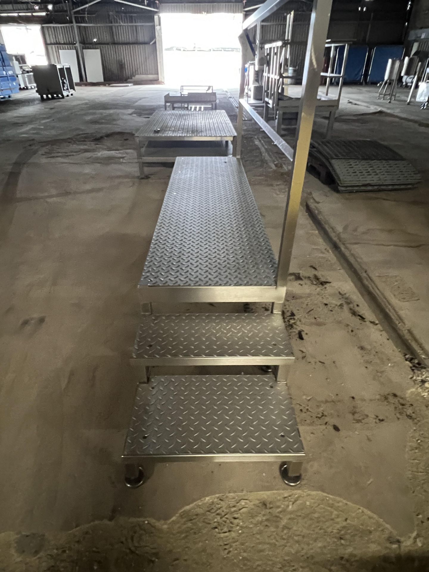 Three Rise Inspection Stand, with rail on one side, approx. 2.7m x 0.6m x 1.5m high Please read - Image 2 of 3