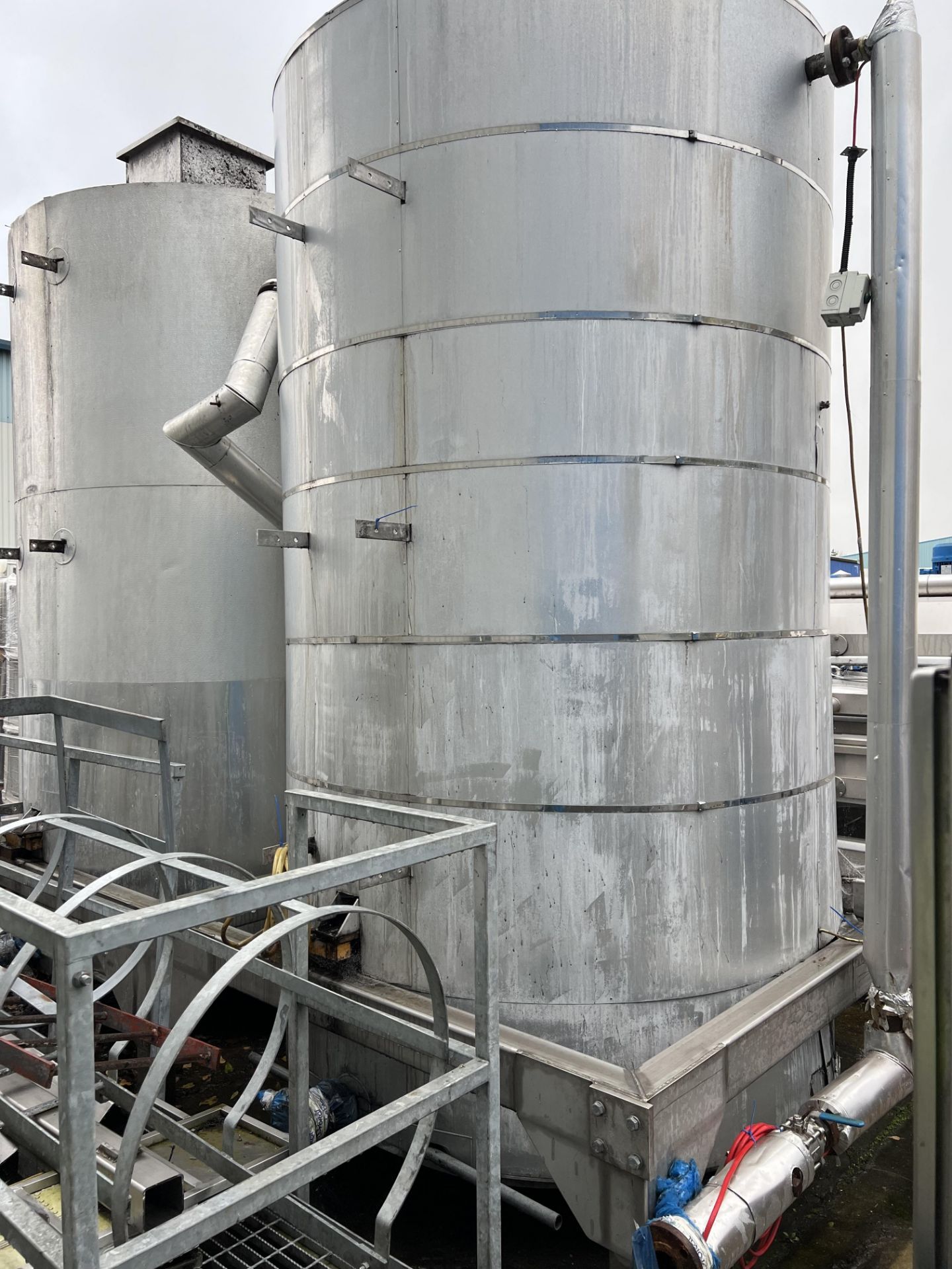 Two Stainless Steel Insulated Tanks, mounted on gantry (been used for storing cooking oil), code. - Image 4 of 4