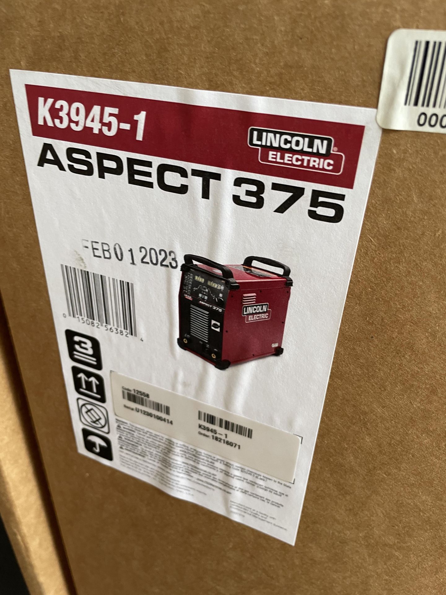 Lincoln Electric K39451 ASPECT 375 TIG WELDER, serial no. U1230100414