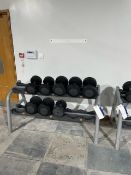 12 Section Dumbbell Weights Stand and Various Dumbbell Weight, ranging 18KG to 40KG Please read