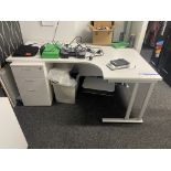 Office Furniture Contents of Room, including desk, filing pedestal, two drawer filing cabinet and