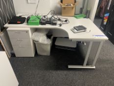 Office Furniture Contents of Room, including desk, filing pedestal, two drawer filing cabinet and