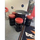 Barrel Table, with four barrel stools Please read the following important notes:- ***Overseas buyers