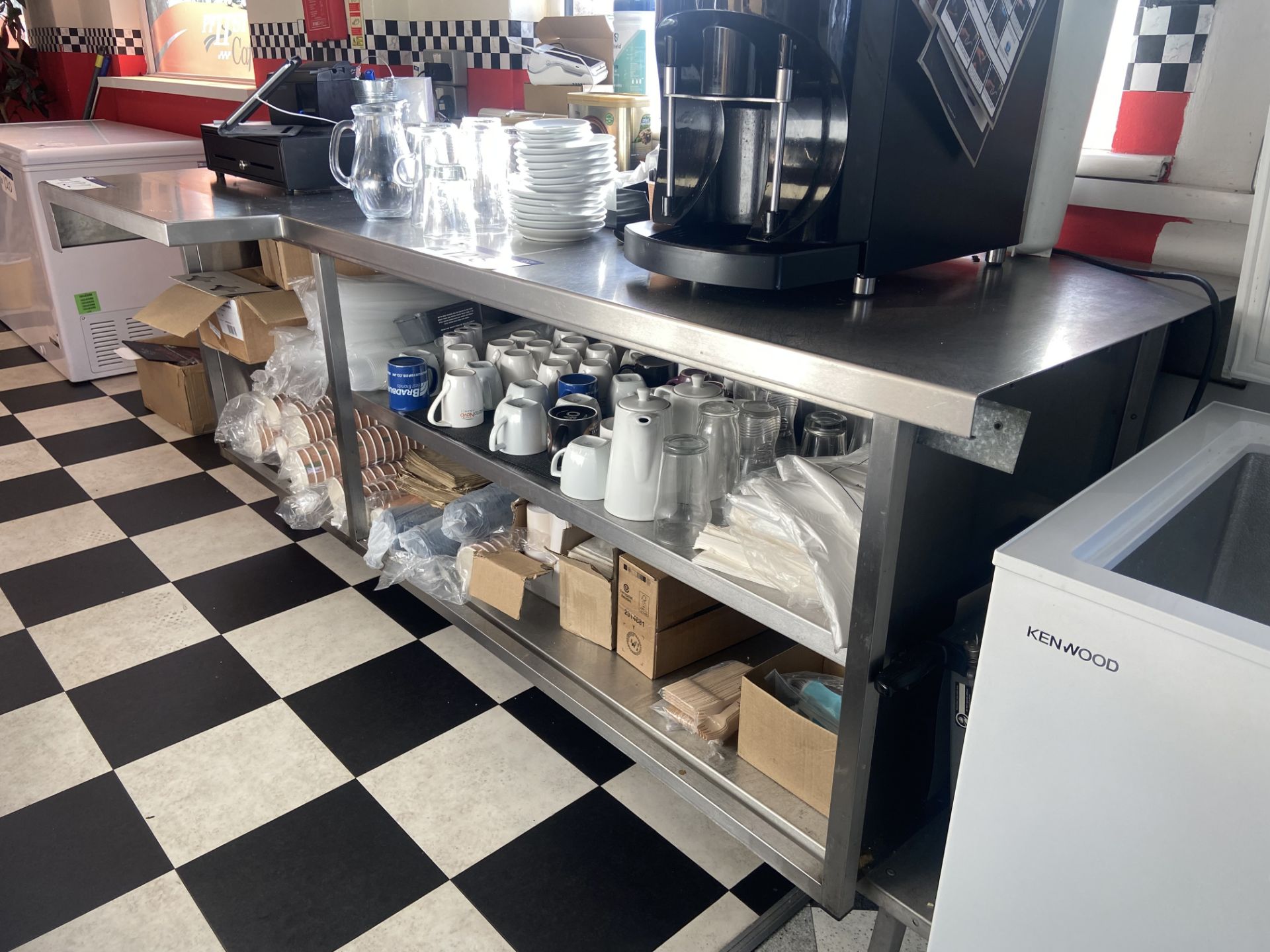Stainless Steel Counter, 2.2m wide (excluding contents) Please read the ...