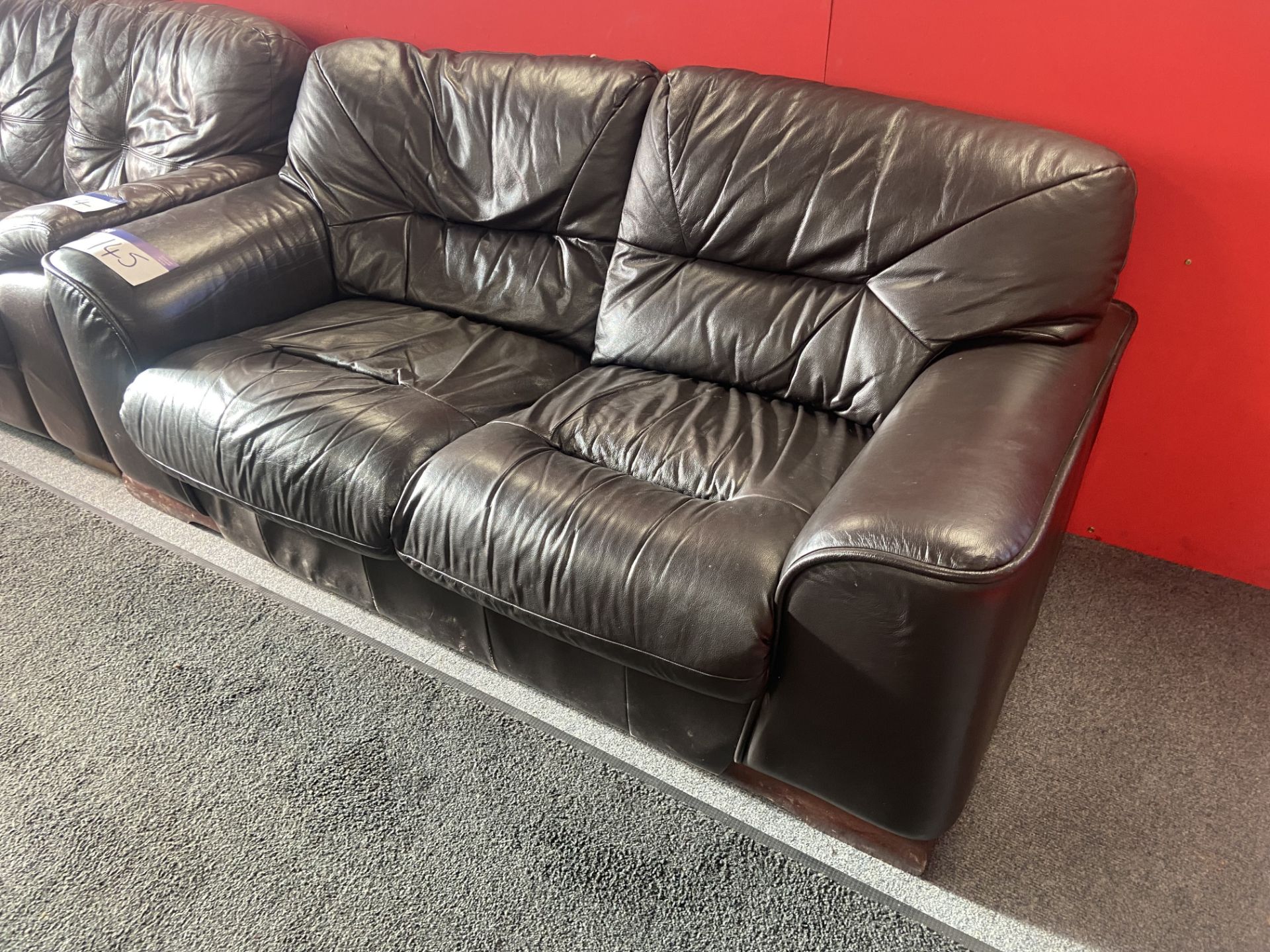 Leather Effect Settee Please read the following important notes:- ***Overseas buyers - All lots