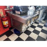 Stainless Steel Counter, 2.2m wide (excluding contents) Please read the following important