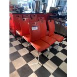 Nine Red Leather Effect Upholstered Stand Chairs Please read the following important notes:- ***
