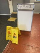 A-Frame White Board, with folding high stool and two A-frame notices Please read the following