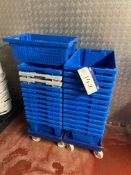 Approx. 26 Plastic Stacking Trays, each approx. 500mm x 360mm x 200mm deep, with two plastic