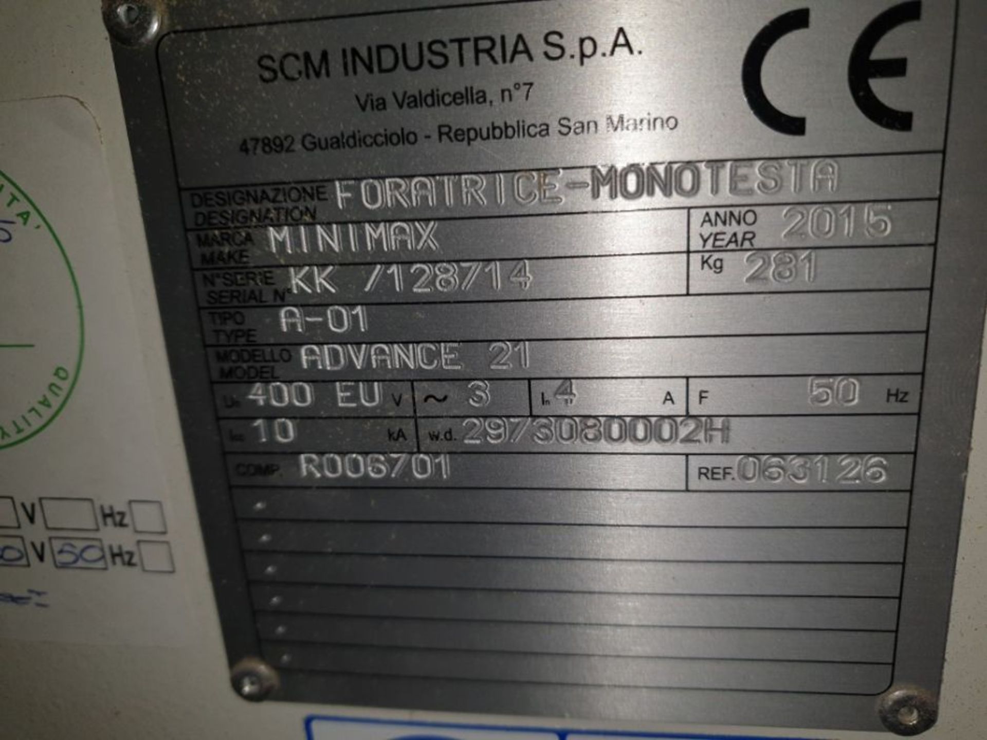 SCM Minimax Advance 21 Drilling Machine, Serial No. K/128714, Year of Manufacture 2015, 21 spindle - Image 4 of 4