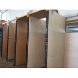 Seven Bays of Single Tier Racking with Wooden Board Dividers (Located Skipton, BD23 2QR) Please read