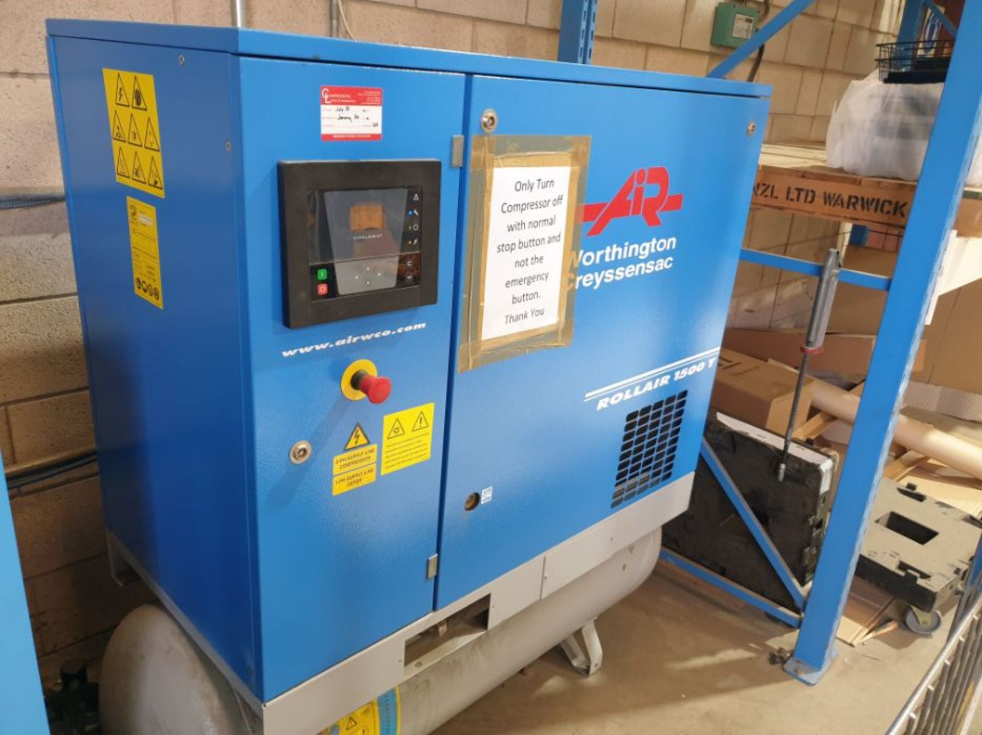 Worthington Rollair 1500T Compressor, Dryer and Integrated Receiver (Located Warwick CV34 6SP) - Image 2 of 2