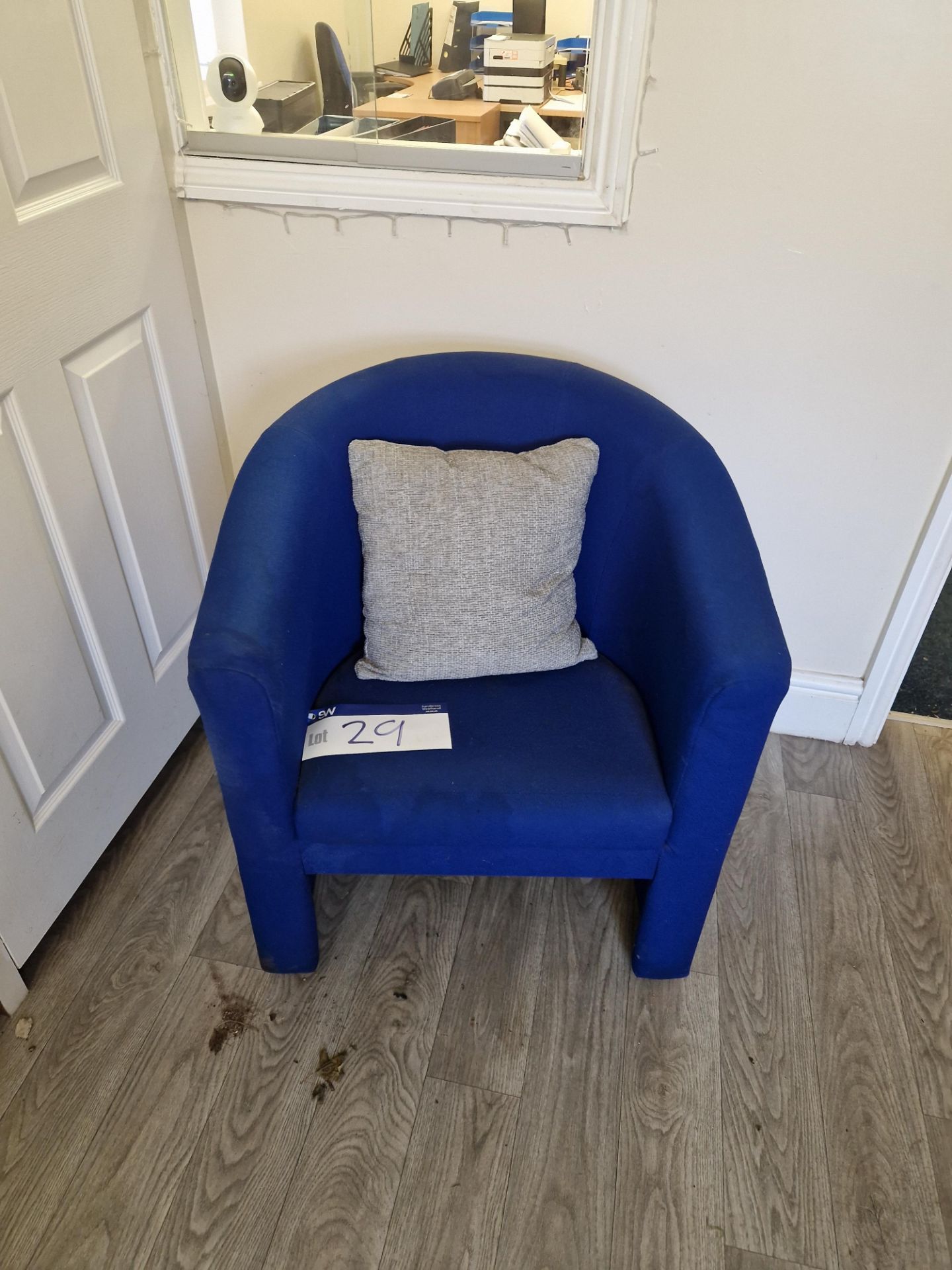 Two Blue Fabric Tub Chairs and Blue Fabric Lined Square Coffee Table Please read the following - Image 2 of 2