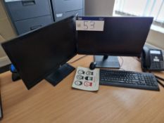 Lenovo Thinkcentre Core i3 Desktop PC (Hard Drive Removed), Two Monitors, Keyboard and Mouse