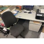 Desk, Fabric Back Swivel Office Chair and Two Drawer Pedestal Please read the following important