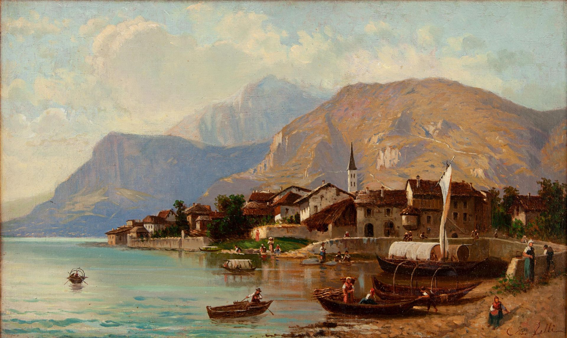 "Veduta di Omegna (lago d'Orta)" - Giovanni Battista Lelli