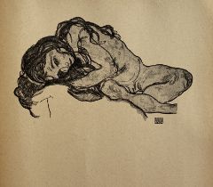 Egon Schiele - Madchen, Woodcut