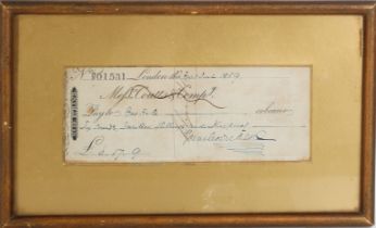 Original Check Signed By Charles Dickens 1859