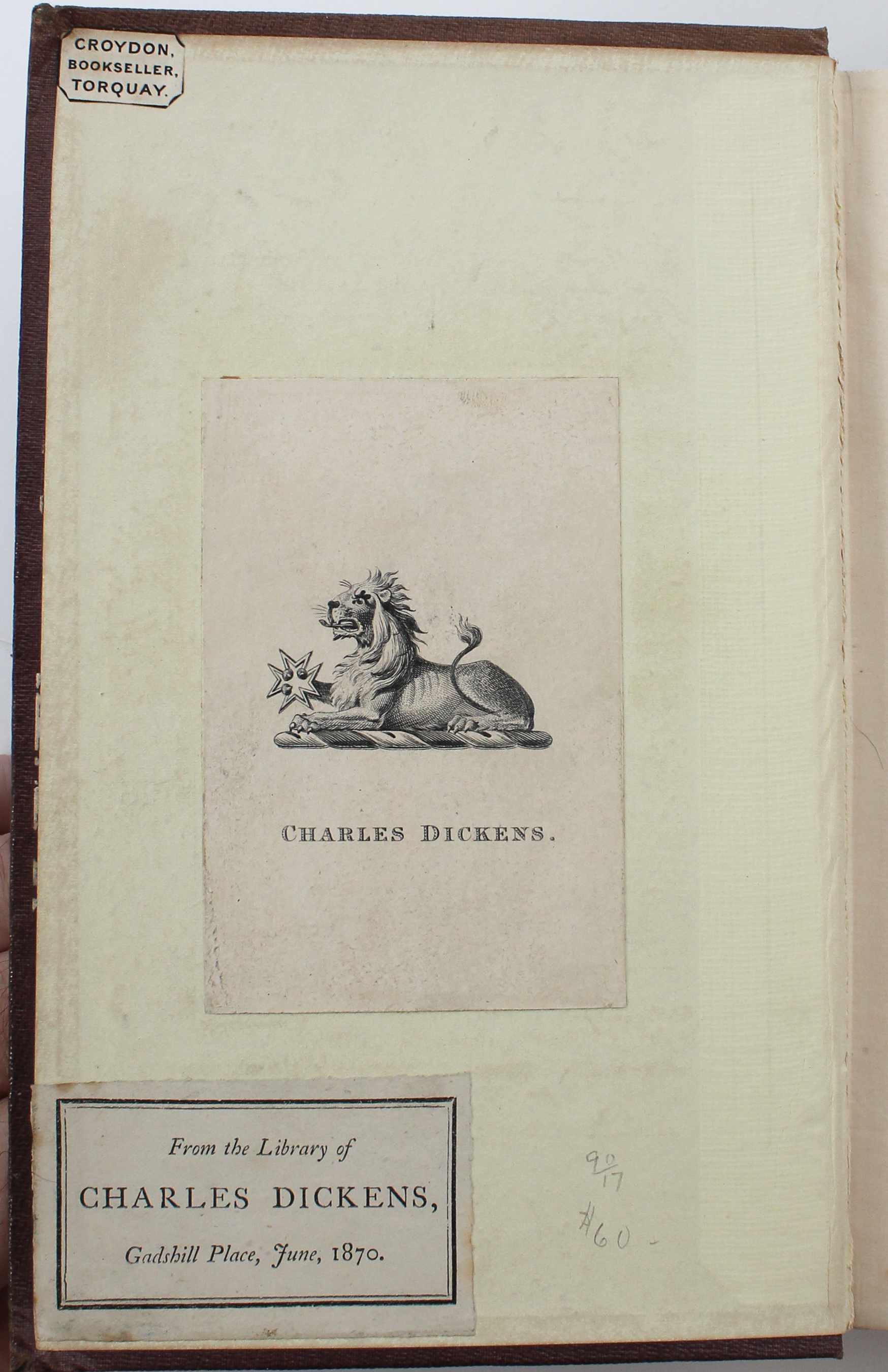 Book from Dickens' Own Library w His Own Bookplate - Image 4 of 6