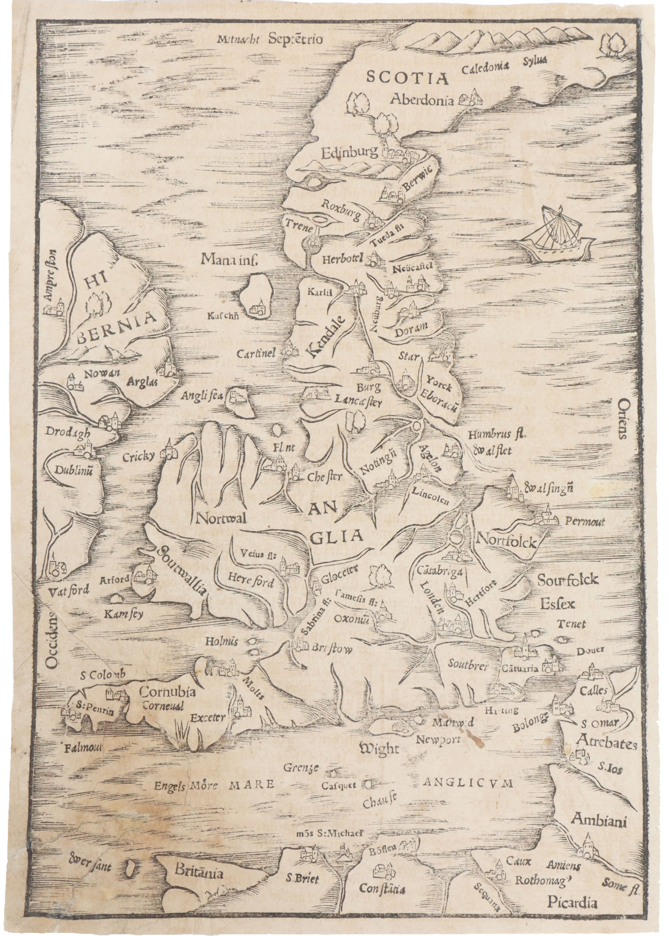 16th Century Map Of The British Isles