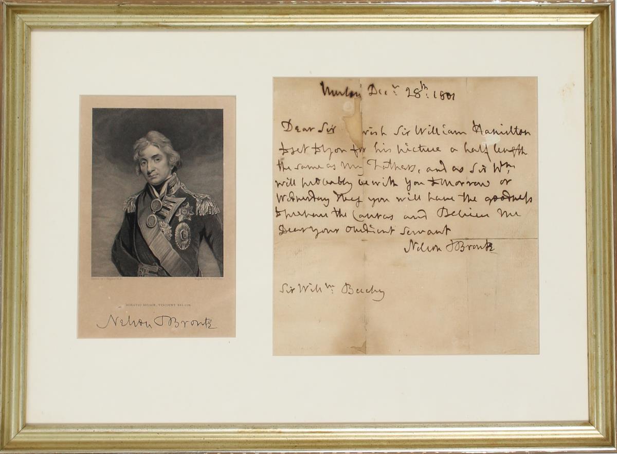 Lord Nelson Portrait And Letter 1801