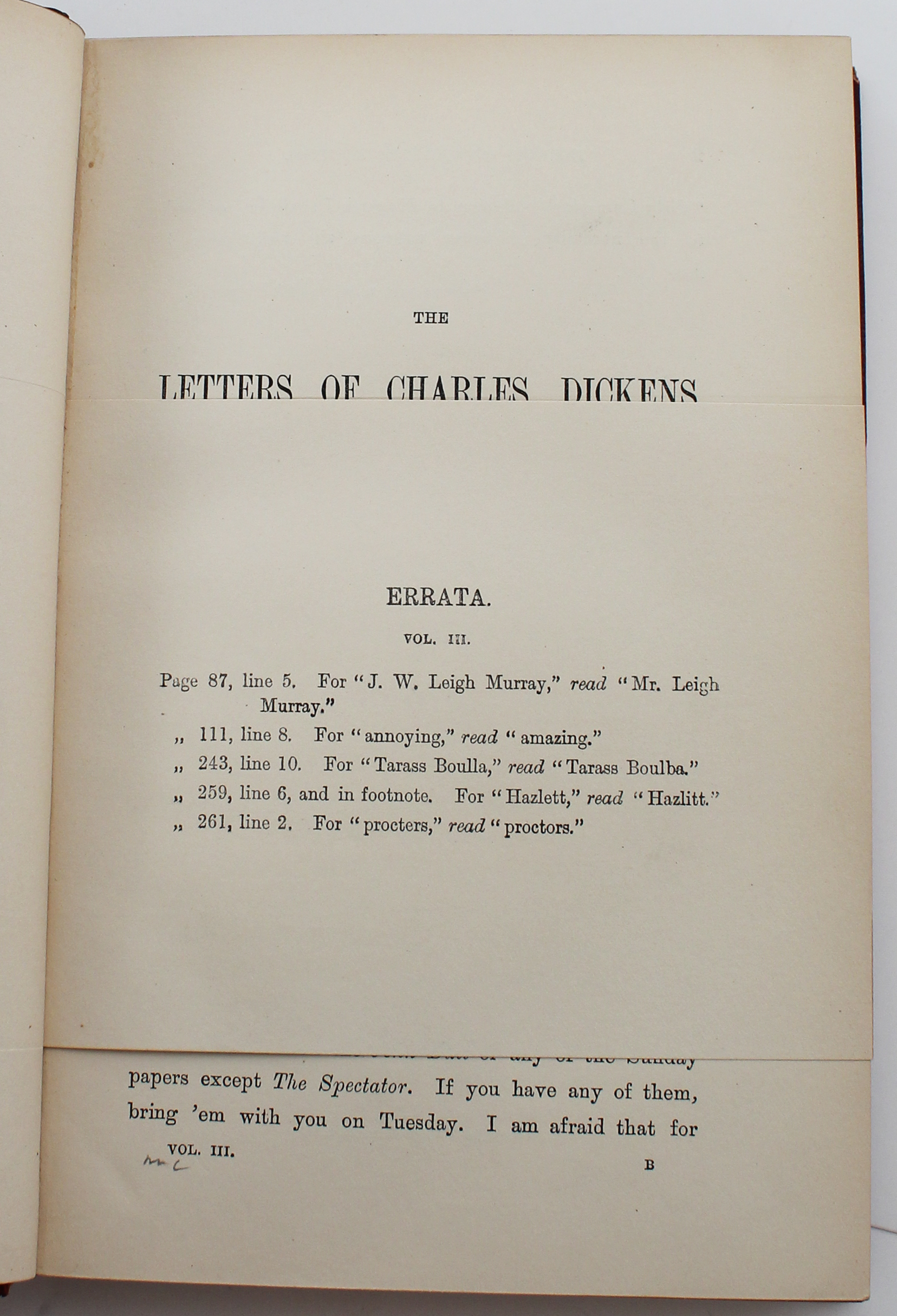 Letters of Dickens, Ed. by His Sister In Law 1880 - Image 4 of 5