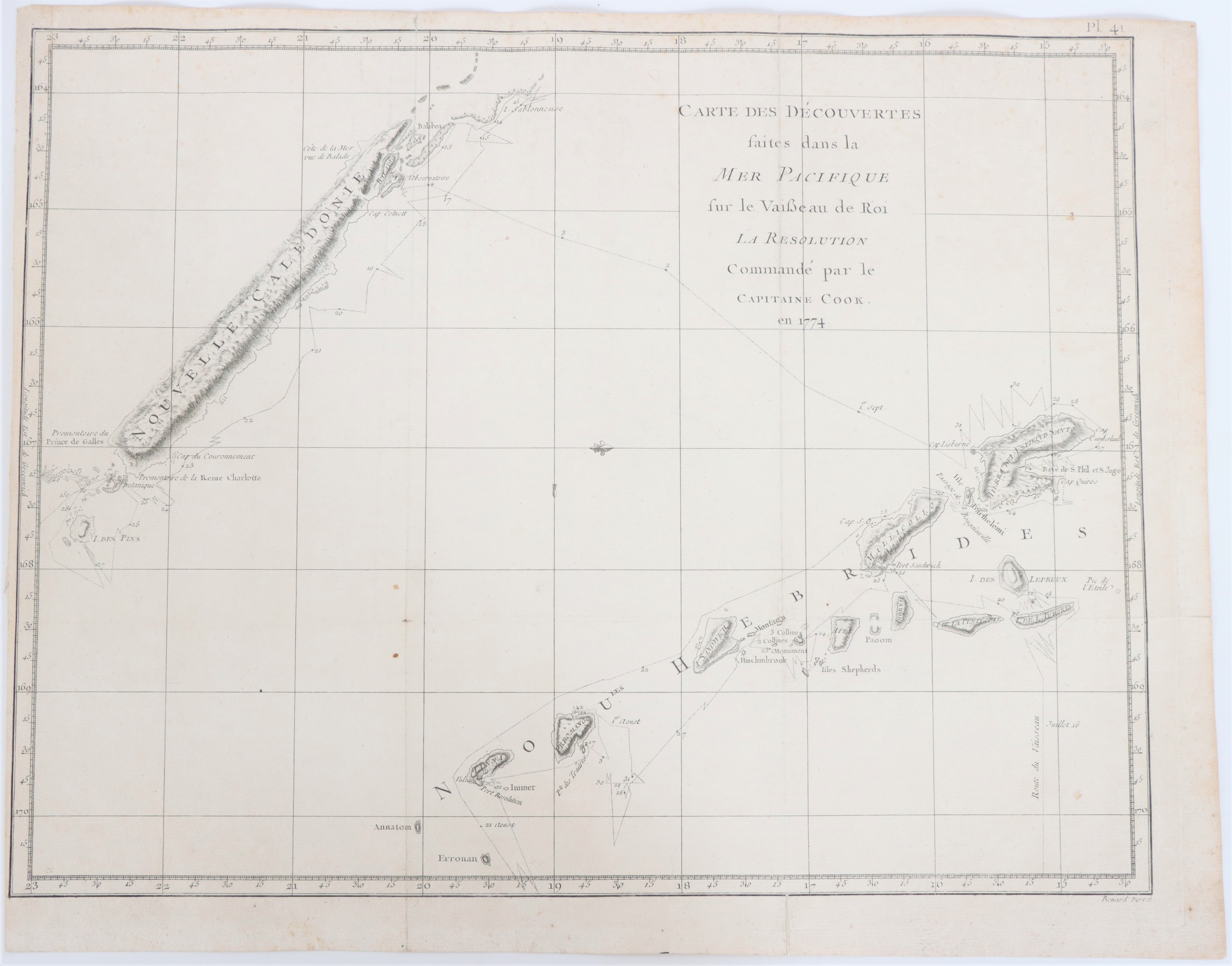 Captain James Cook Map of New Caledonia 1778 - Image 13 of 13