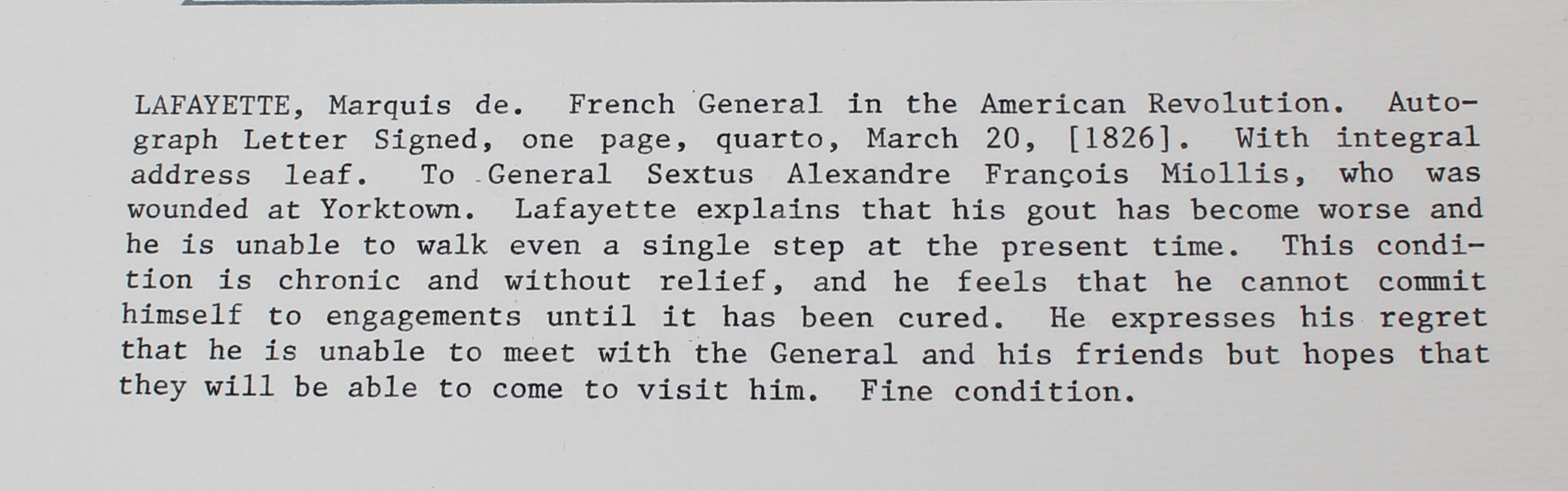 Letter Written and Signed by Lafayette 1826 - Image 5 of 5