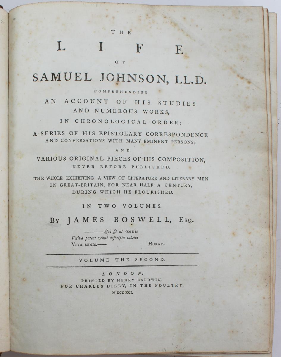 Boswell, The Life of Samuel Johnson 1st Ed 1791 - Image 6 of 7