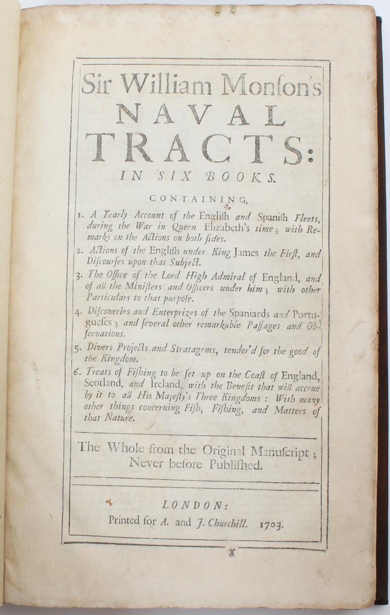 Monson’s Naval Tracts in Six Books, London 1703 - Image 4 of 7