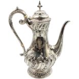 English Sterling Coffee Pot, Family Crest 22.5 ozt