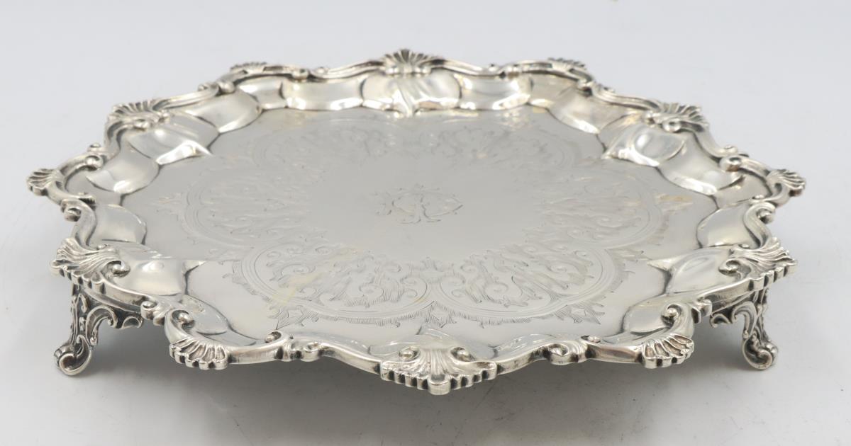 English Georgian Sterling Salver, 13.3 ozt - Image 2 of 8