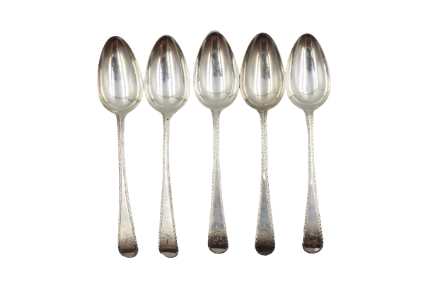 (5) English Georgian Sterling Silver Spoons 11.2oz