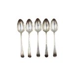 (5) English Georgian Sterling Silver Spoons 11.2oz